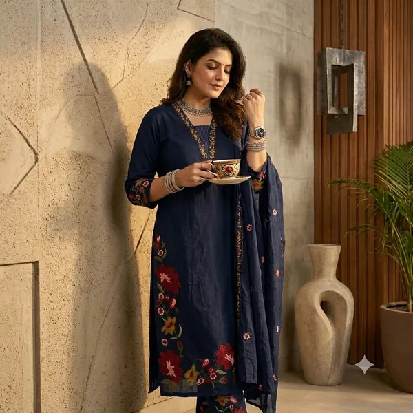 Navy_Blue_Cotton_Rayon_Floral_Embroidered_Straight_Kurta_Set_For_Women