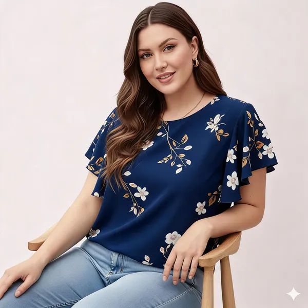 Blue_Cotton_Rayon_Floral_Print_Flutter_Sleeve_Top_For_Women
