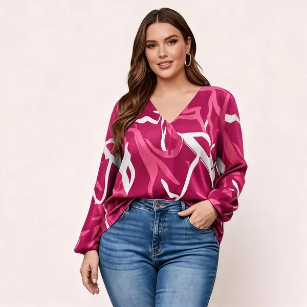 Pink_Cotton_Rayon_Abstract_Print_V_Neck_Blouse_For_Women