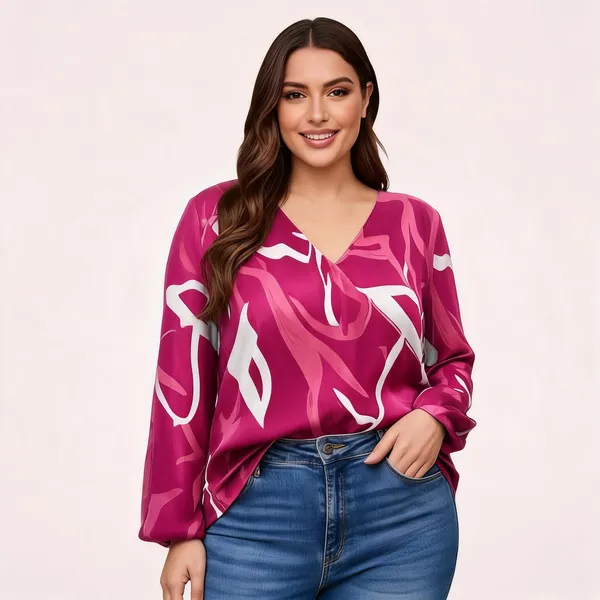 Pink_Cotton_Rayon_Abstract_Print_V_Neck_Blouse_For_Women
