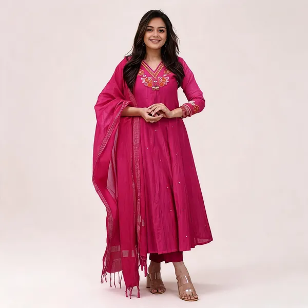 Pink_Cotton_Rayon_Embroidered_Anarkali_Kurta_Set_For_Women