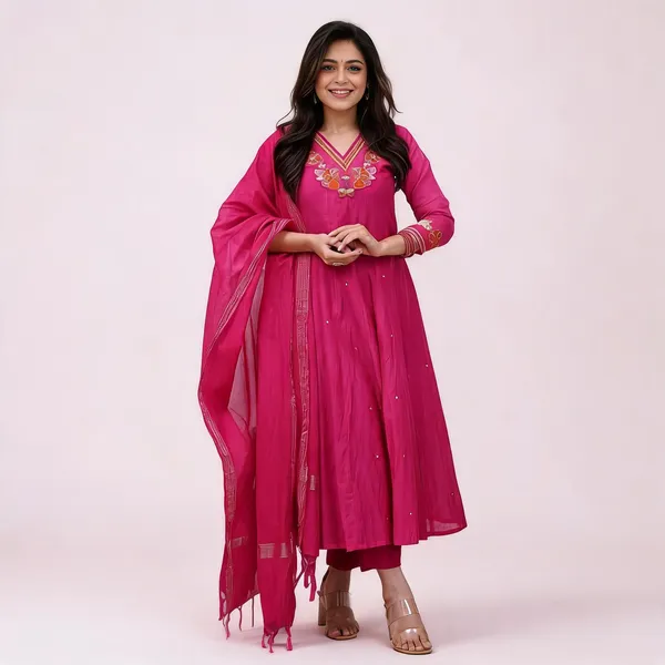 Pink_Cotton_Rayon_Embroidered_Anarkali_Kurta_Set_For_Women