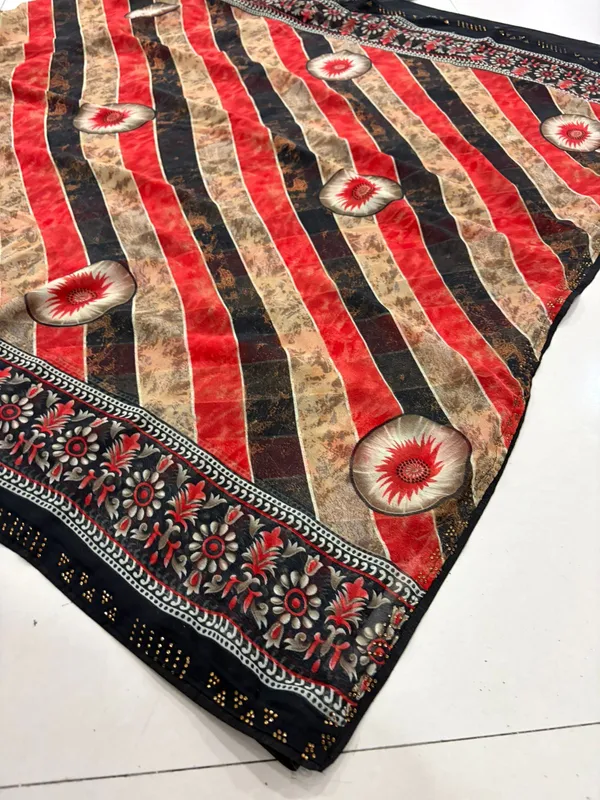 Maroon_Orange_Cotton_Floral_Print_Saree_For_Women