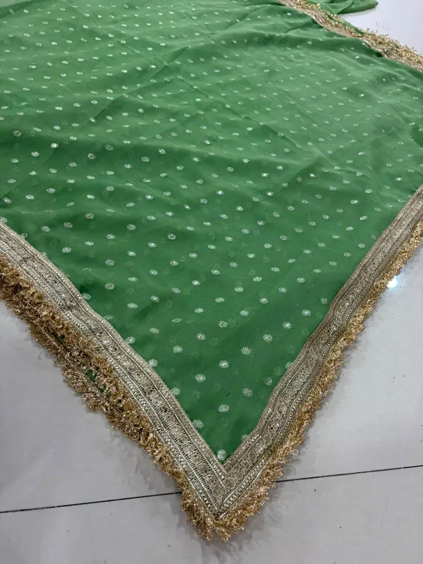 Green_Zari_Embellished_Saree_With_Golden_Lace_Border