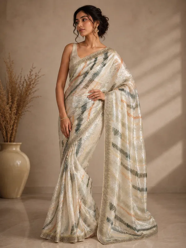 Off-White_Silk_Metallic_Saree_For_Women
