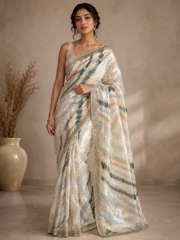 Off-White_Silk_Metallic_Saree_For_Women
