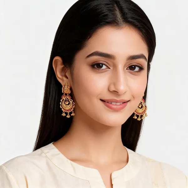Gold_Antique_Stainless_Steel_Temple_Red_Stone_Chandbali_Earrings_For_Women