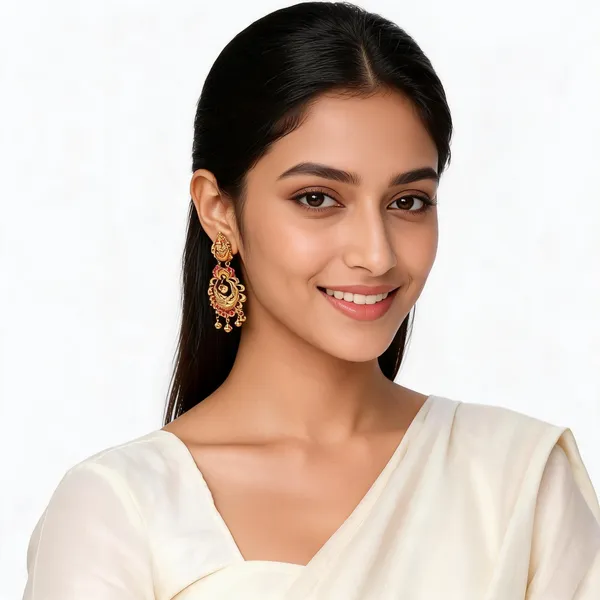 Gold_Antique_Stainless_Steel_Temple_Red_Stone_Chandbali_Earrings_For_Women