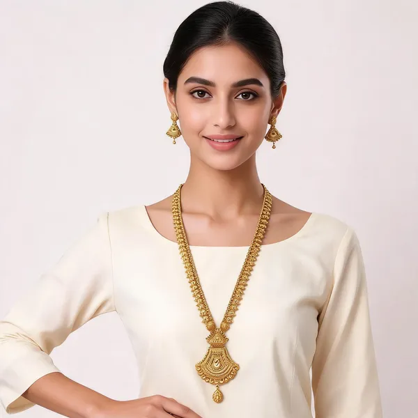 Gold_Stainless_Steel_Temple_Design_Long_Necklace_Set_With_Earrings_For_Women