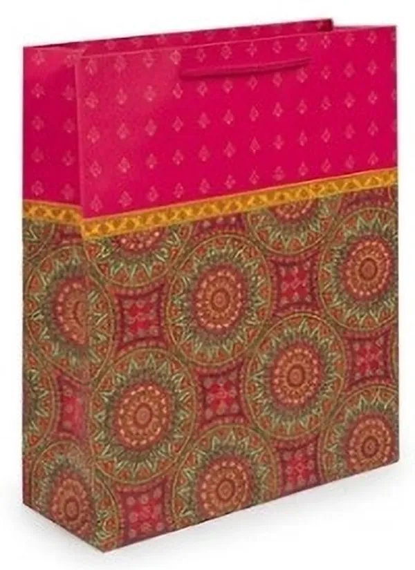Pink_Heavy_Printed_Paper_Carry_Bag_250Gsm_For_Shopping_-_9_x12_x3_In