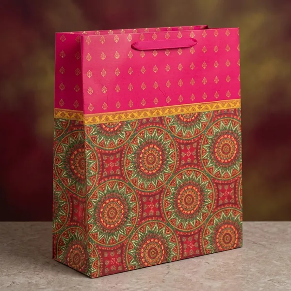 Pink_Heavy_Printed_Paper_Carry_Bag_250Gsm_For_Shopping_-_9_x12_x3_In