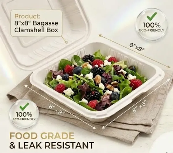 8x8_inch_Bagasse_Hinge_Clamshell_Box_(_100pcs)