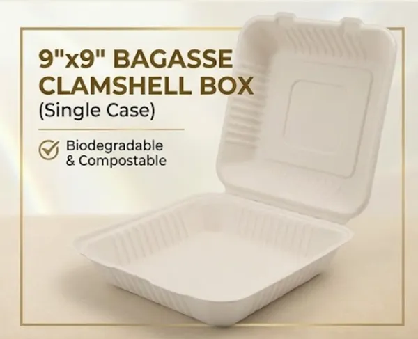 9x9_inch_Bagasse_Hinge_Clamshell_Box_(_100pcs)