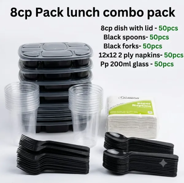 Combo_of_8CP_Pack_Lunch_Meal_Tray_(50pcs_each)
