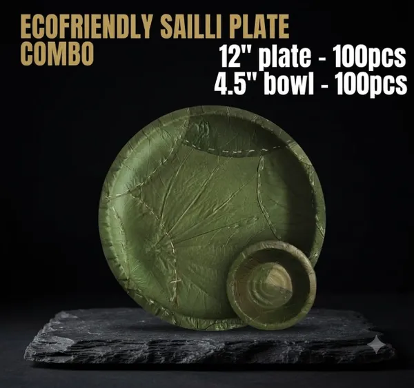 Combo_of_Green_Saili_Leaf_Round_12"_Plate_&_4.5"_Bowl