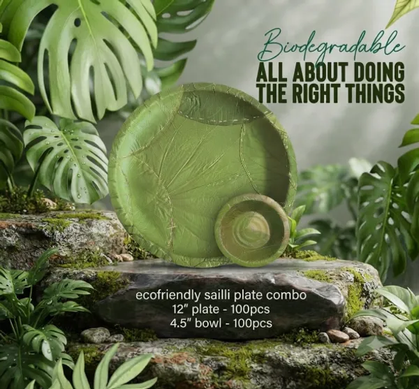 Combo_of_Green_Saili_Leaf_Round_12"_Plate_&_4.5"_Bowl