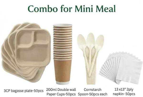 Combo_of_Mini_Meal_with_Bagasse_3_compartment_meal_plate_(_50pcs_each_)
