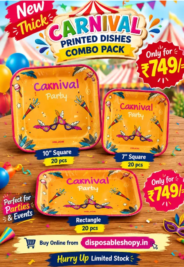 Combo_of_"Carnival_Party"_Print_Sturdy_Export_Quality_Paper_Dishes_(20pcs_each)