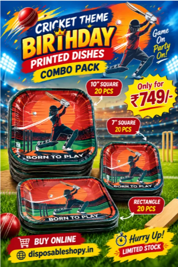 Combo_of_"Cricket_Theme_"_Print_Sturdy_Export_Quality_Paper_Dishes_(20pcs_each)