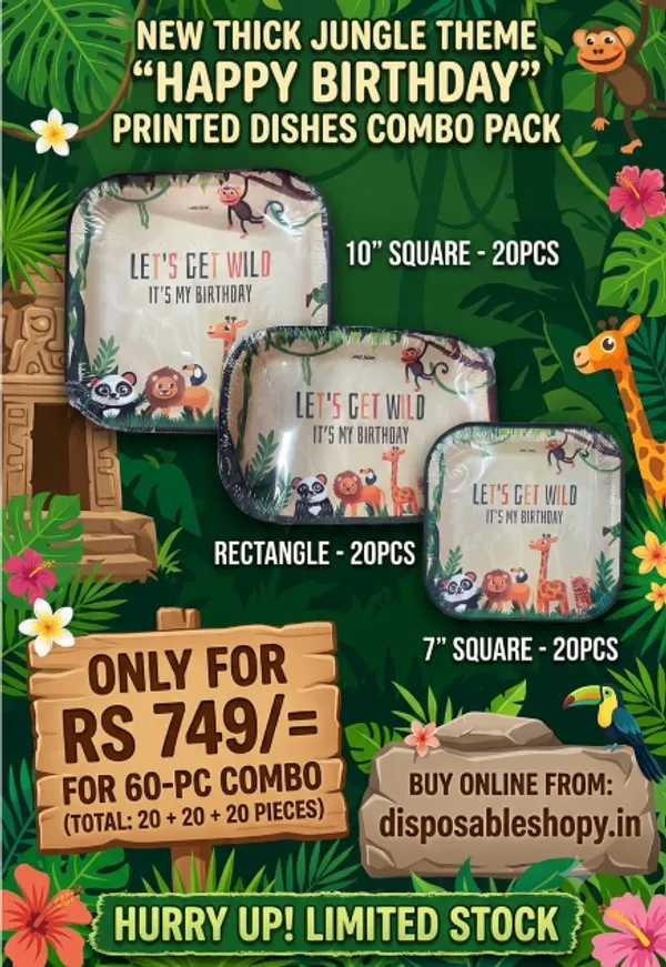 Combo_of_"Animal_Birthday"_Print_Sturdy_Export_Quality_Paper_Dishes_(20pcs_each)