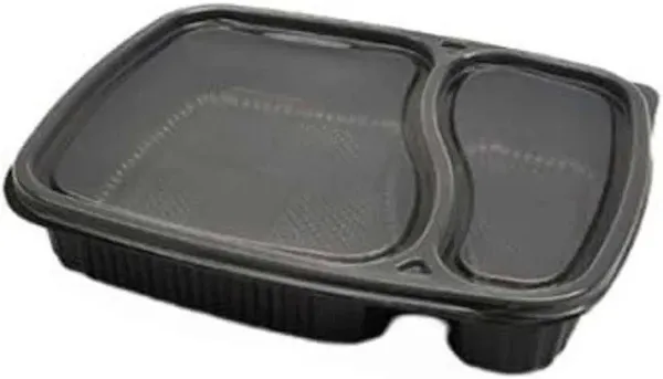 2_compartment_black_meal_tray_with_transparent_lids_175x220x35