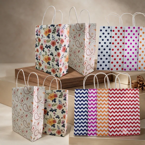 7"x10.5"x3"_inch_90GSM_Printed_Paper_Carry_Bags