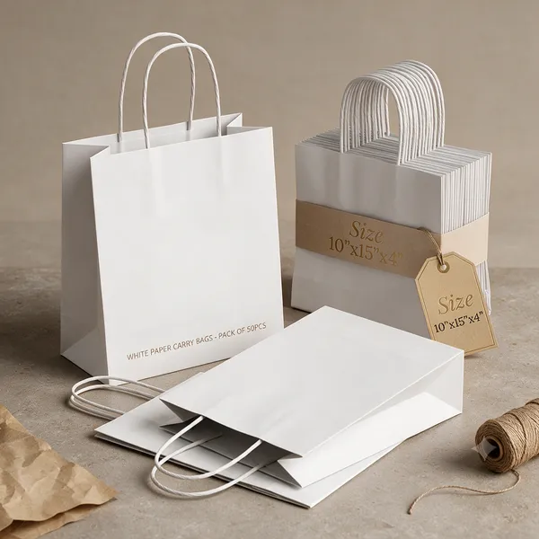 10"x15"x4"_white_plain_90GSM_carry_bags