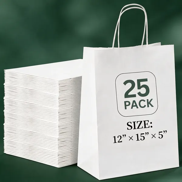 12"x15"x5"_white_plain_90GSM_carry_bags_25_pcs_pack
