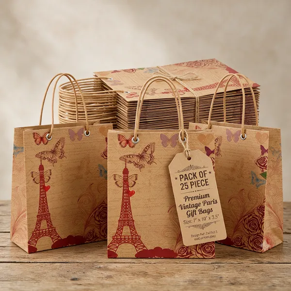 7"x10"x3.5"_inch_Kraft_Printed_Papar_Bags_190GSM_