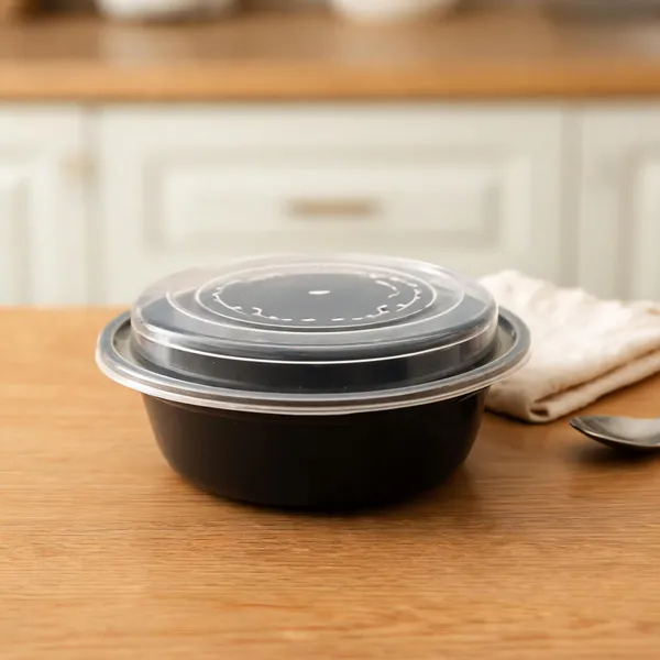 RO32_960ml_Flat_round_black_containers_with_transparent_lids