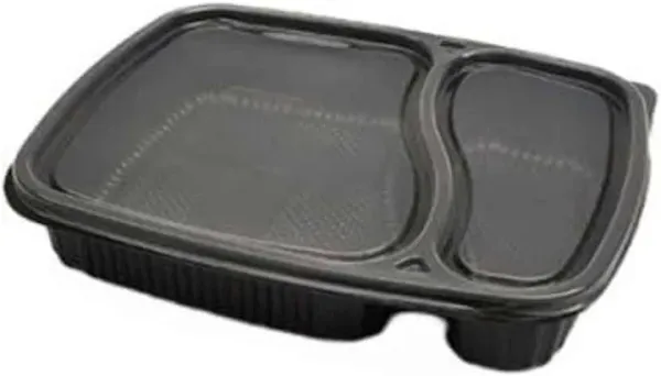 2_compartment_black_meal_tray_with_transparent_lids_175x220x35