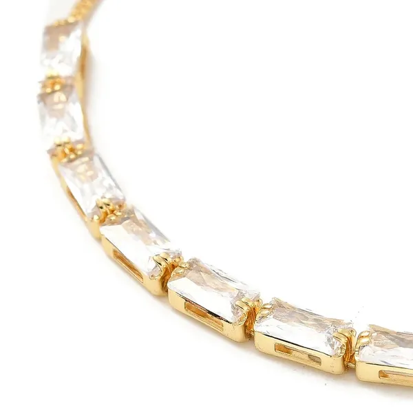 White_And_Golden_Alloy_Faceted_Crystal_Link_Bracelet_For_Women