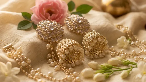 Multicolor_Alloy_Pearl_Chain_Jhumka_Earrings_For_Women