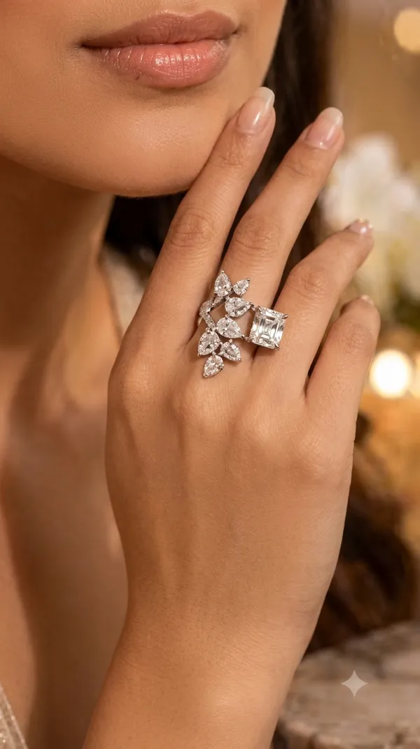 Silver_Alloy_Floral_Clear_Stone_Statement_Ring_For_Women