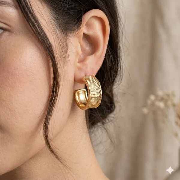Golden_Stainless_Steel_Textured_Hoop_Earrings_For_Women