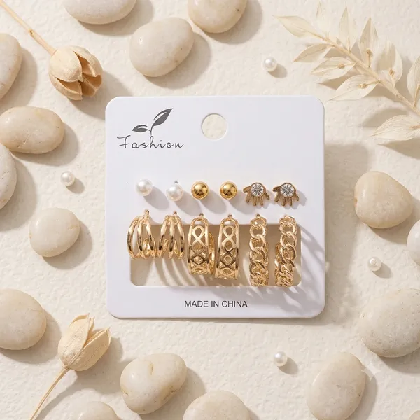 Golden_Alloy_Assorted_Stud_And_Hoop_Earrings_Set_For_Women