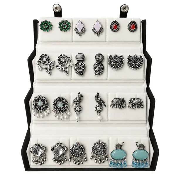 Multicolor_Oxidized_Silver_Alloy_Jhumka_Chandelier_Earrings_Set_For_Women