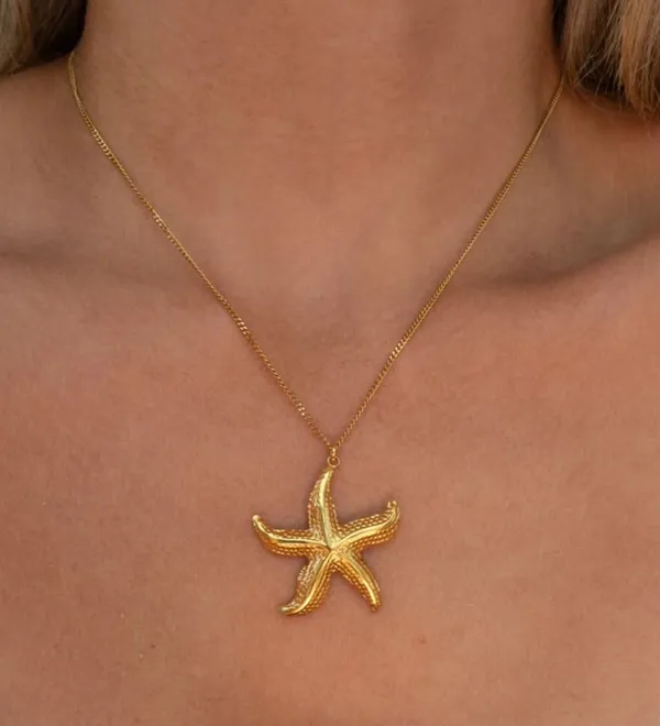 Golden_Stainless_Steel_Starfish_Pendant_Necklace_For_Women