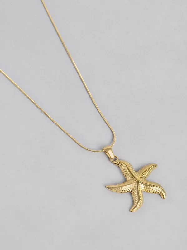 Golden_Stainless_Steel_Starfish_Pendant_Necklace_For_Women