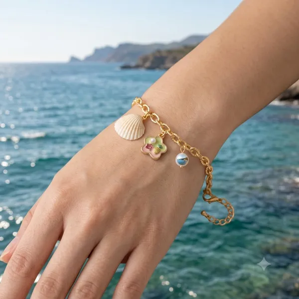 Multicolor_Alloy_Shell_Flower_Charm_Bracelet_For_Women