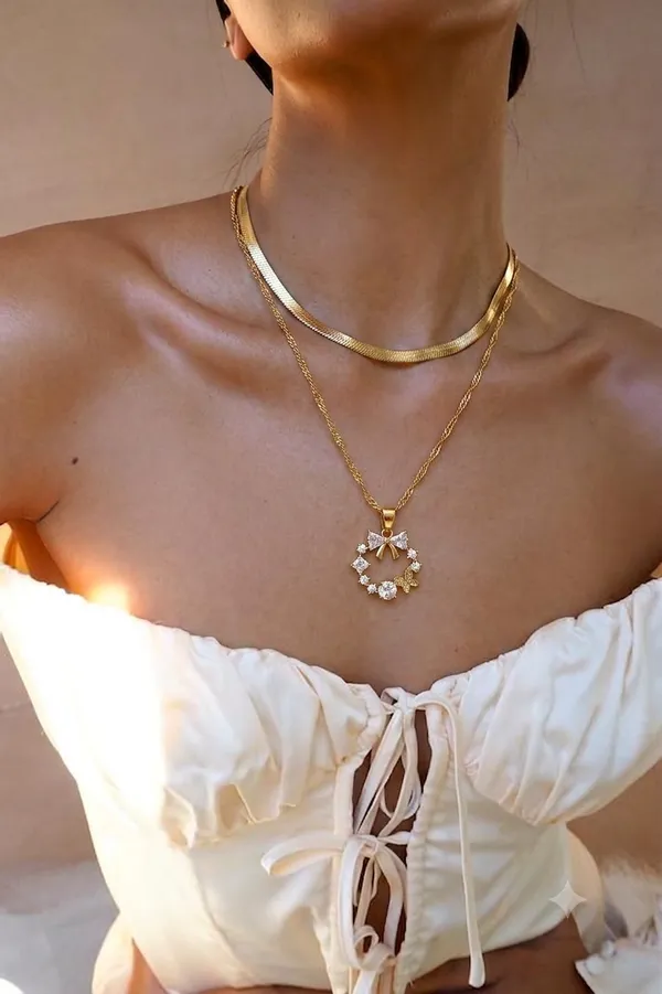 Golden_Stainless_Steel_Layered_Choker_Pendant_Necklace_For_Women
