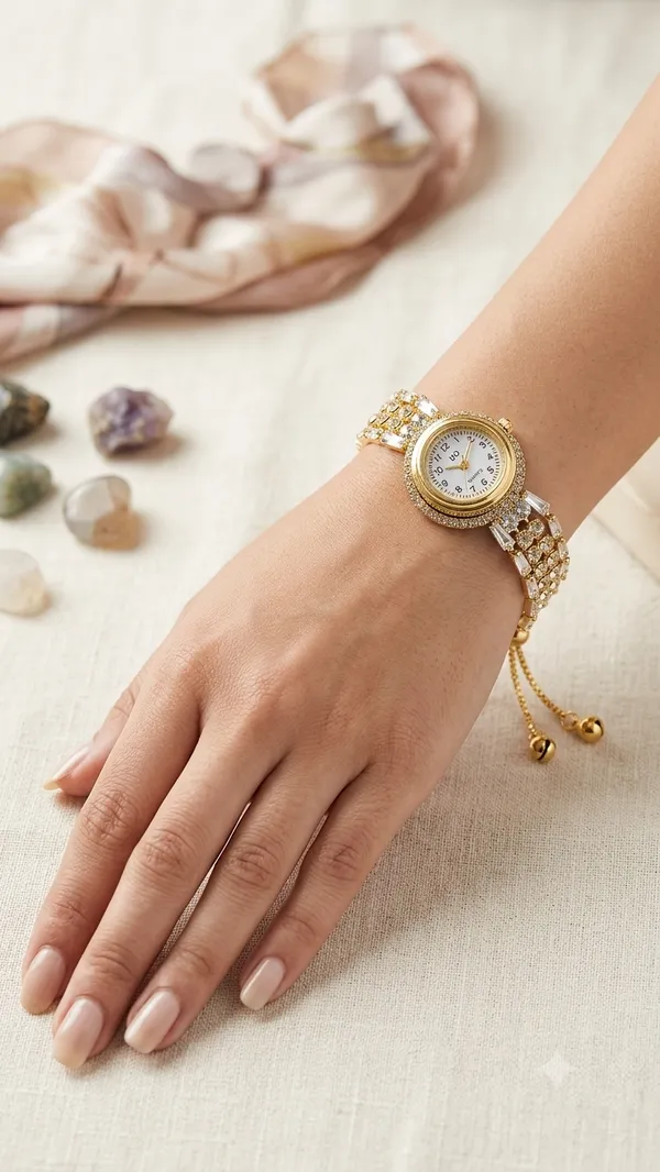 Golden_Stainless_Steel_Crystal_Bracelet_Analog_Watch_For_Women