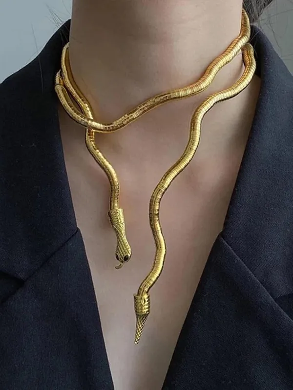 Golden_Stainless_Steel_Flexible_Snake_Statement_Necklace_For_Women