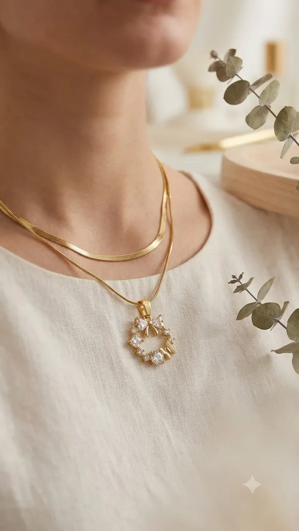 Golden_Stainless_Steel_Layered_Choker_Pendant_Necklace_For_Women