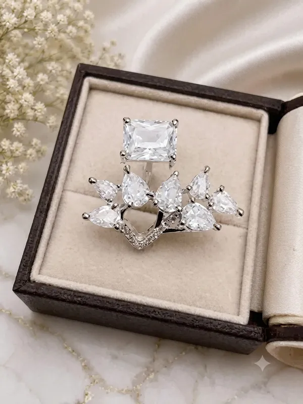 Silver_Alloy_Floral_Clear_Stone_Statement_Ring_For_Women