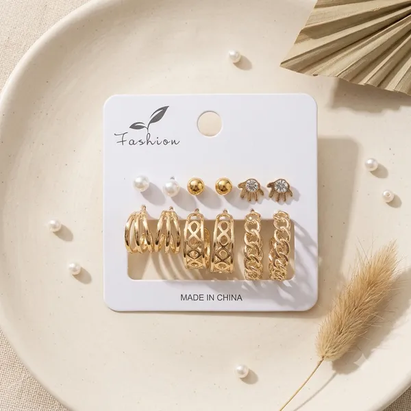 Golden_Alloy_Assorted_Stud_And_Hoop_Earrings_Set_For_Women