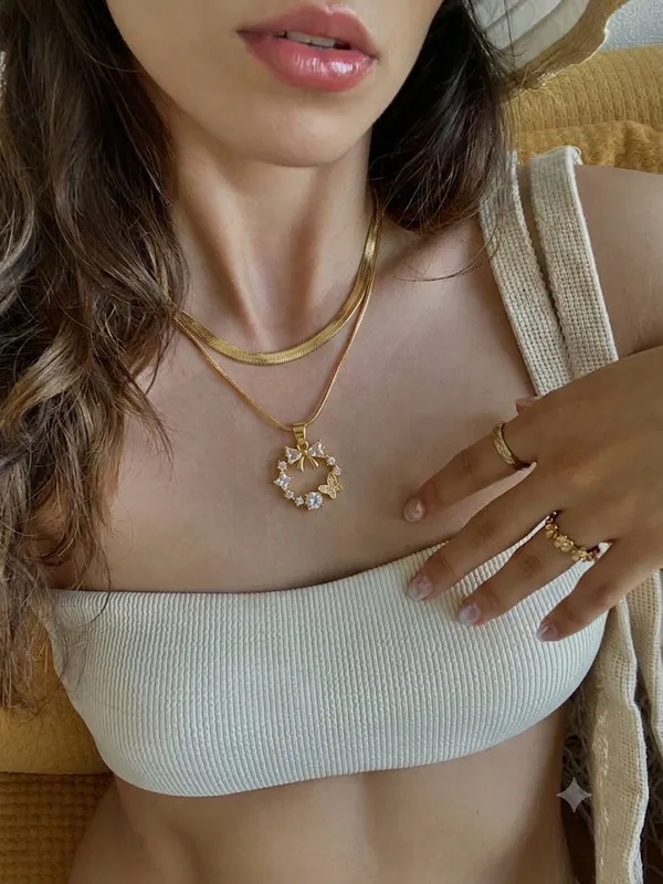 Golden_Stainless_Steel_Layered_Choker_Pendant_Necklace_For_Women