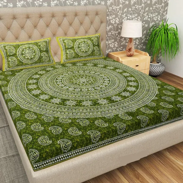 Carry_Green_Chakra__Cotton_Mandala_Print_King_Size_Bedsheet_With_Pillow_Covers