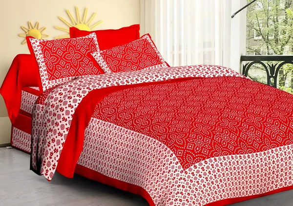 Single_Kaam_Red_Cotton_Printed_Double_Bedsheet_With_Pillow_Covers