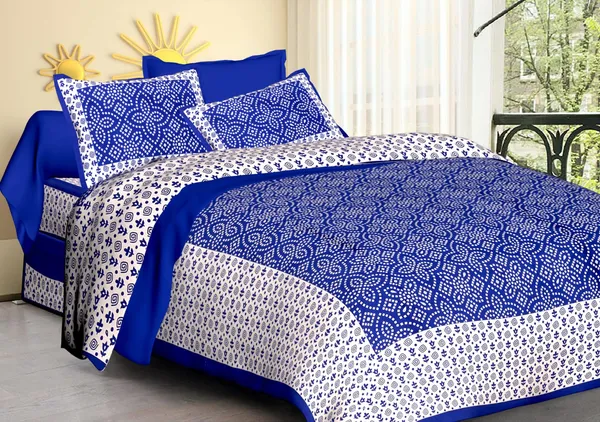 Single_Kaam_Blue_Cotton_Geometric_Print_King_Size_Bedsheet_With_Pillow_Covers